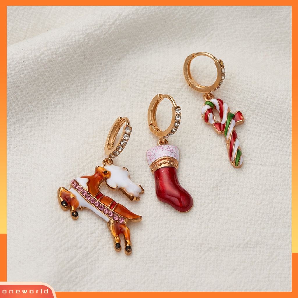 [WOD] 1pasang Anting Natal Snowflake Lucu Wanita Kartun Kruk Liontin Menjuntai Anting Untuk Pesta