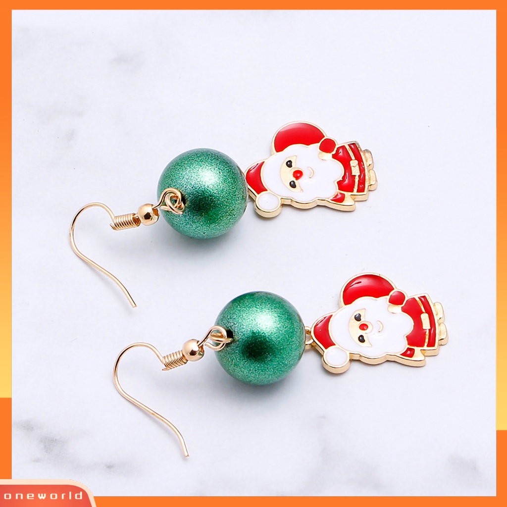 [WOD] 1pasang Anting Kait Santa Claus Lucu Wanita Kartun Hewan Menjuntai Anting Untuk Natal