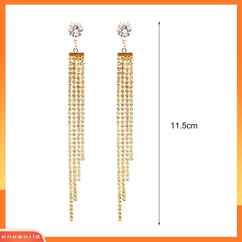 [WOD] 1pasang Anting Menjuntai Gaya Boho Rumbai Panjang Berlebihan Temperamen Geometris Hias Hadiah Wanita Shiny Faux Crystal Stud Earrings Perhiasan Pesta Untuk Perjamuan