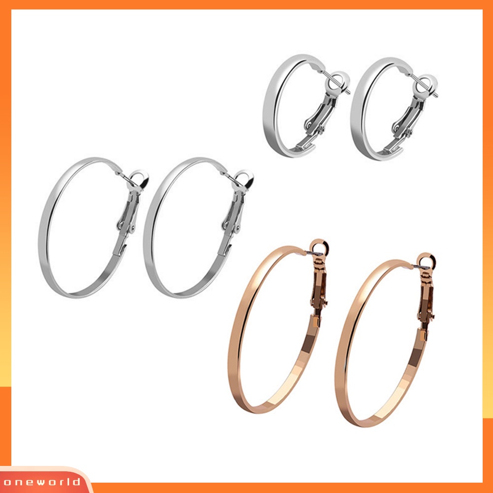 [WOD] 3pasang Wanita Bergaya Halus Berbentuk C Geometris Lingkaran Hoop Anting Perhiasan Hadiah