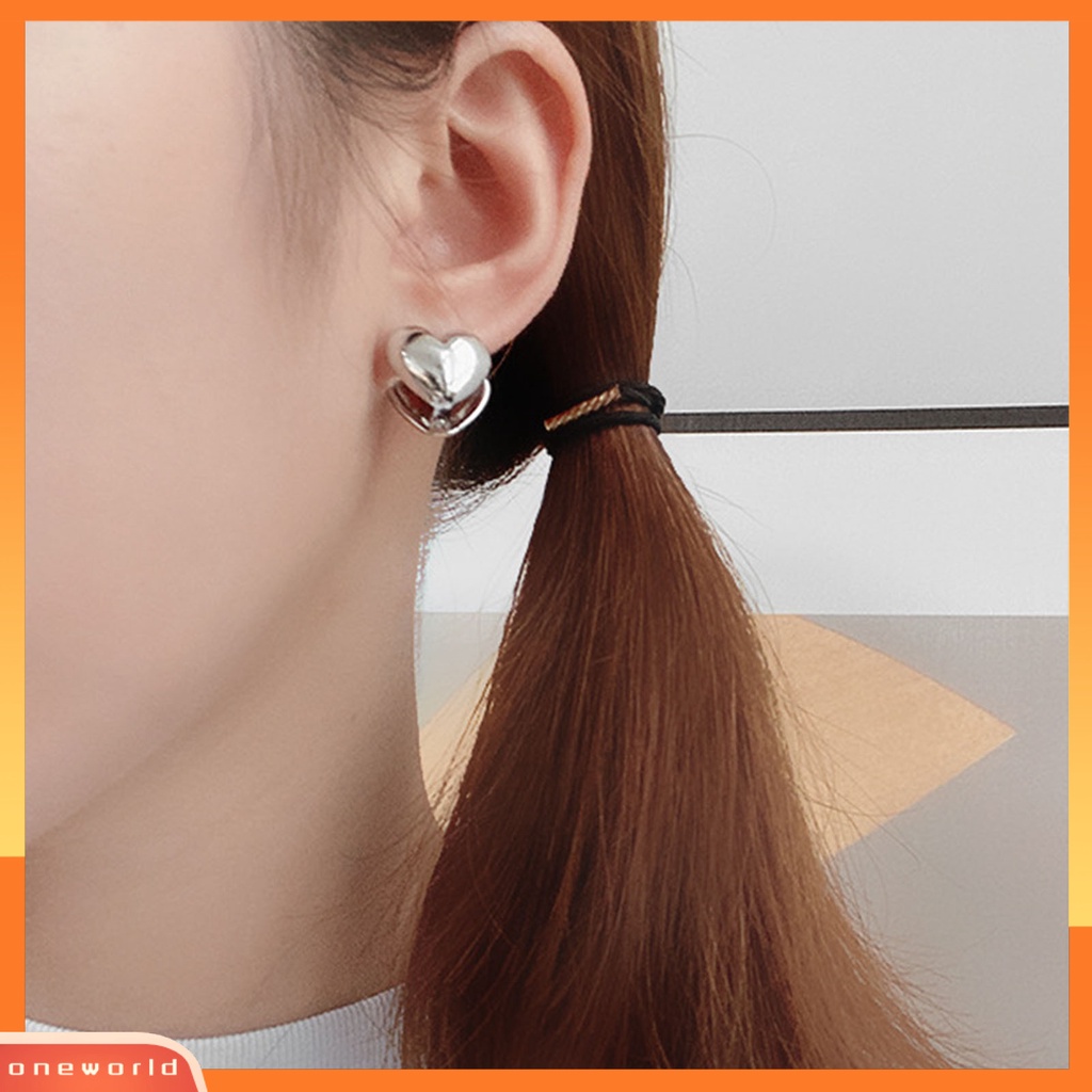 [WOD] 1pasang Anting Pejantan Wanita Warna Solid Sederhana Permukaan Halus Liontin Hati Dibuka Pacaran Anting Perhiasan Perempuan