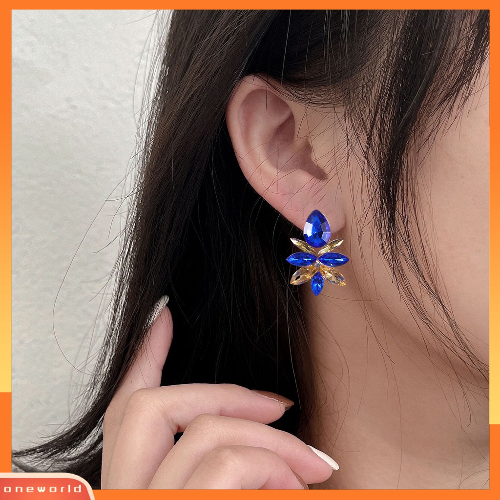 [WOD] 1pasang Anting Drop Wanita Indah Tahan Lama Alloy Fashion Mewah Berlian Imitasi Anting Tetesan Air Untuk Pesta