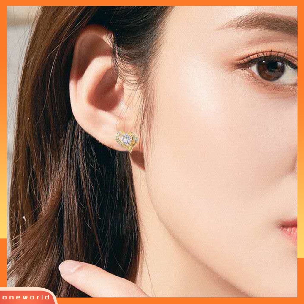 [WOD] 1pasang Anting Wanita Berbentuk Hati Fashion Perhiasan Alloy Woman Ear Studs Jewelry Gift Untuk Pesta