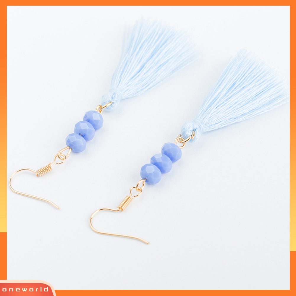 [WOD] Bohemian Manik Akrilik Wanita Gadis Rumbai Kait Anting Panjang Menjuntai Perhiasan Pesta