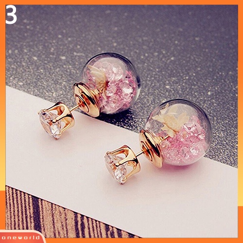 [WOD] 1pasang Fashion Wanita Lady Elegan Bunga Berlian Imitasi Ear Stud Earrings Jewelry