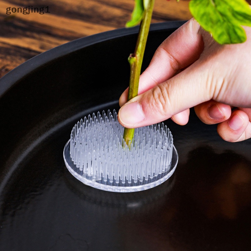Ggg Bulat Ikebana Kenzan Flower Frog Suction Cup Alat Susun Bunga Plastik Art Fixed Rubber Base Holder Floral Decor Pot Vas ID