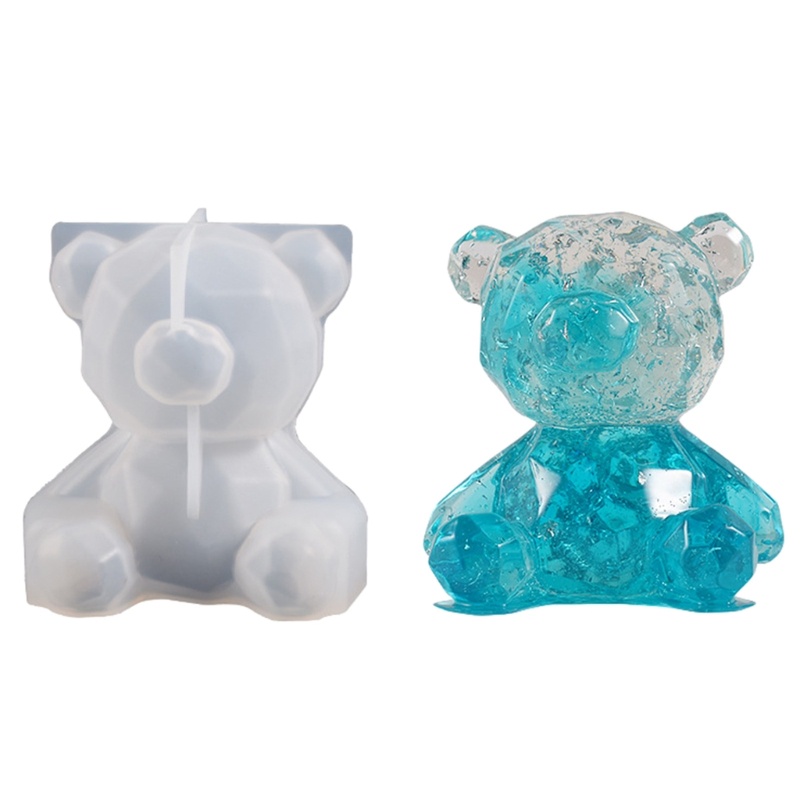 Siy Geometris Beruang Cetakan Resin 3D Teddy Bear Silicone Mold DIY Desktop Ornaments Mold Candle Mold Untuk Resin Art Home Deco