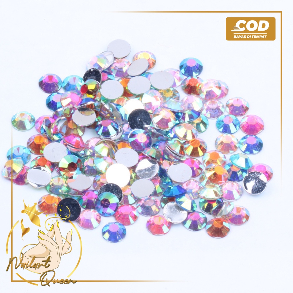 Rhinestone AB 3mm 1000pcs Gems Henna  Candy Rhinestone Jelly AB Manik Tasbih Manik Kuku Permata Tasbih Kuku Nail Art Gem Permata Non Hotfix