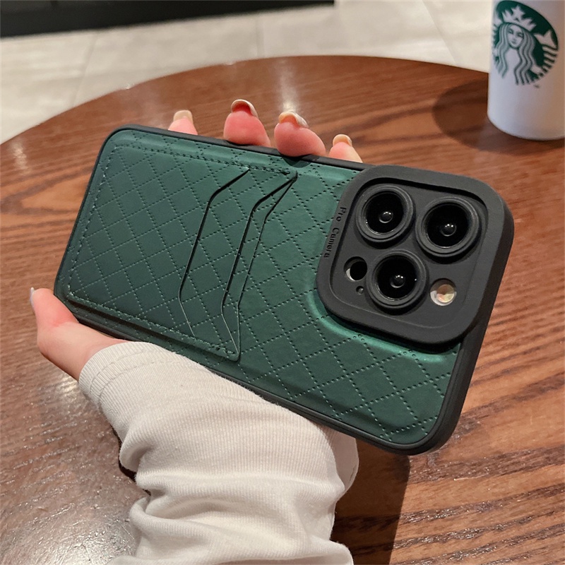 IPHONE Casing Dompet Holder Slot Kartu Bahan Kulit Mewah Untuk Iphone11 13 14 12 Pro Max6 7 8 14 plus XR XS MAX X Soft Silicone Cover