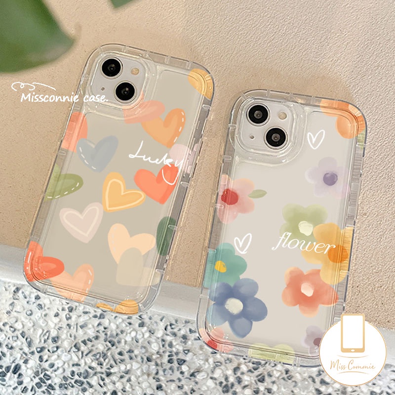 Casing Airbag Cinta Hati Bunga Segar Cat Air Untuk Redmi Note11 10s 9 8 11s 10 10 Pro Max Redmi 12C A1 9T 10A 9 10C 10 9A 9C NFC POCO F4 Transparan Shockproof Soft Cover