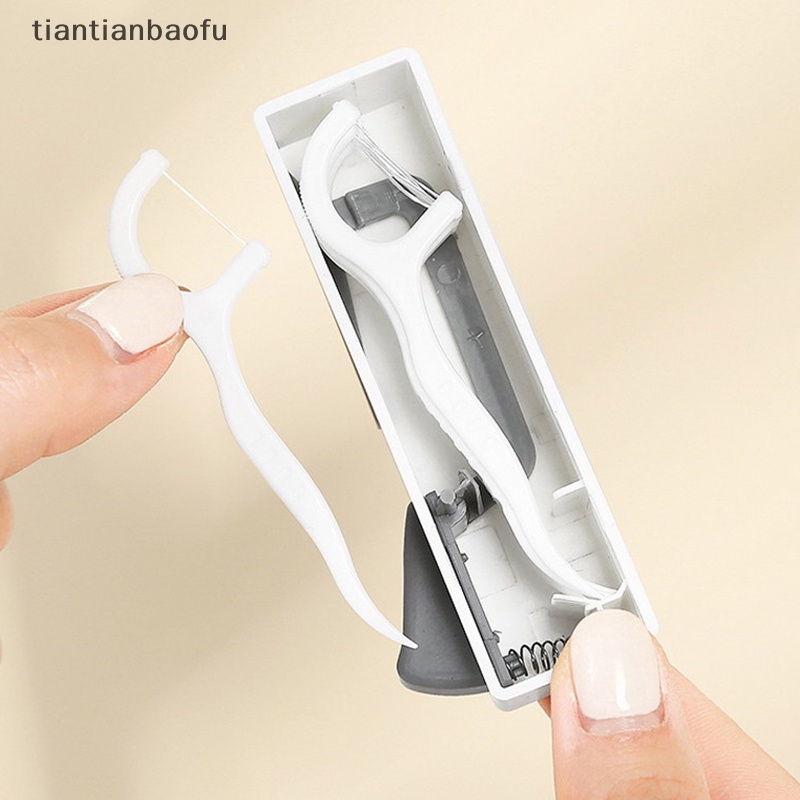 [tiantianbaofu] Kotak Penyimpanan Flosser Gigi Portable Otomatis Plastik Floss Pick Dispenser Butik