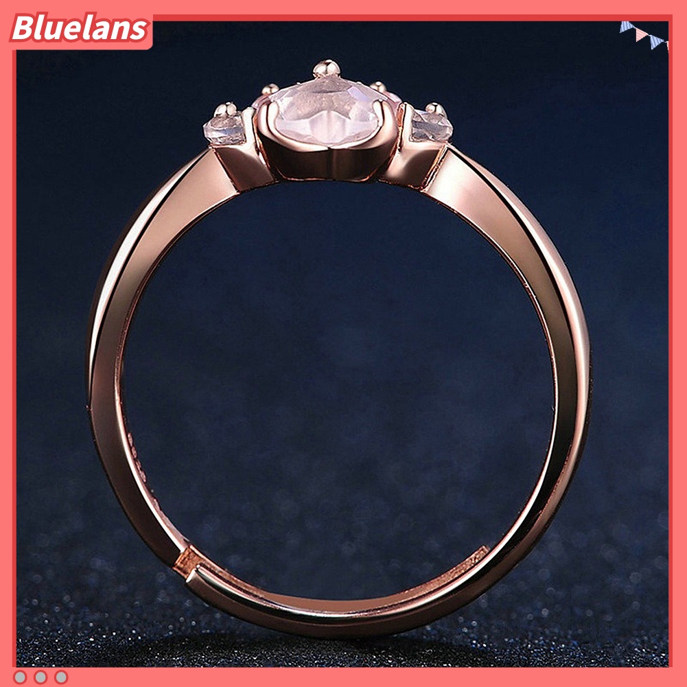 [BLS] Cute Paw Rhinestones Open Adjustable Finger Ring Ear Studs Wanita Hadiah Perhiasan