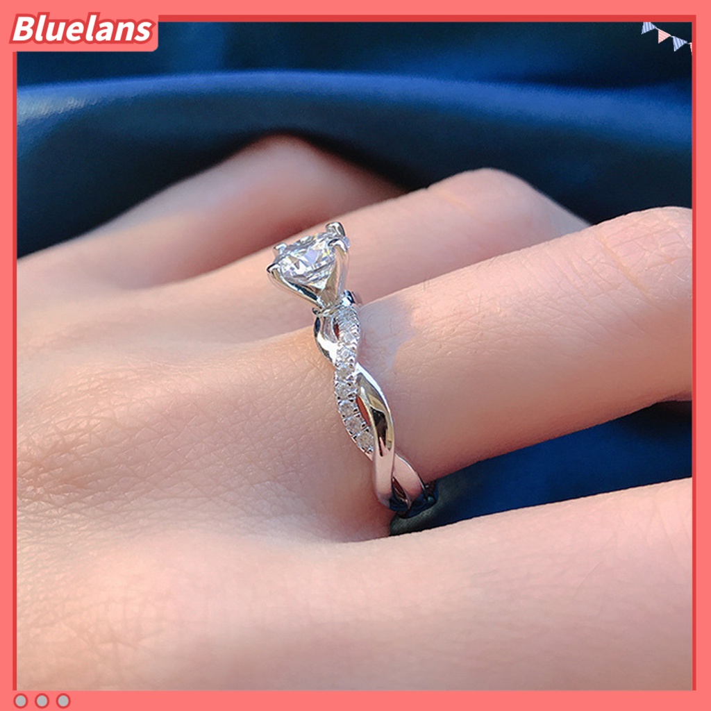 [BLS] Cincin Kawin Memutar Berkilau High-end Besar Berlian Imitasi Knuckle Circlet Perhiasan Perempuan
