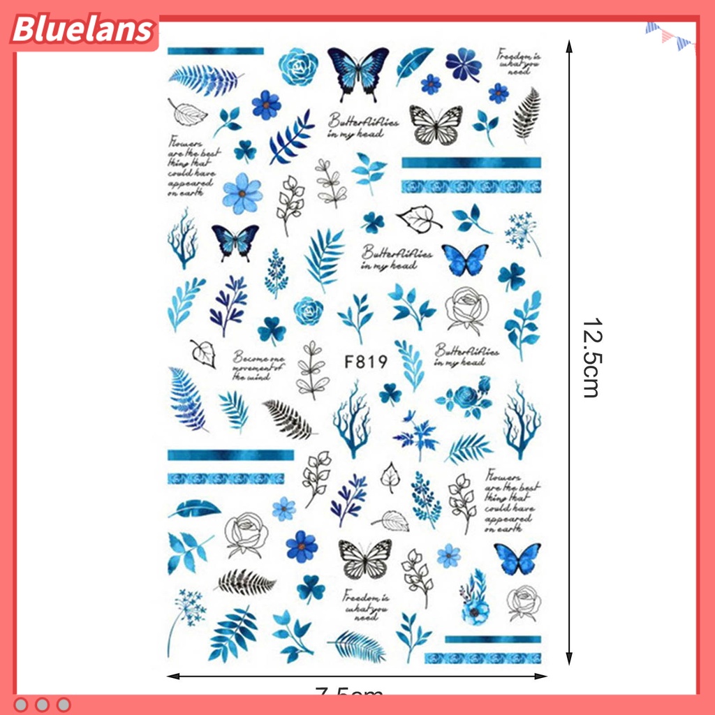 [BLM] Stiker Kuku Glitter Efek 3D Ultra Tipis Dekorasi Stiker Sparkly Geometri Daun Decals Untuk Manicure