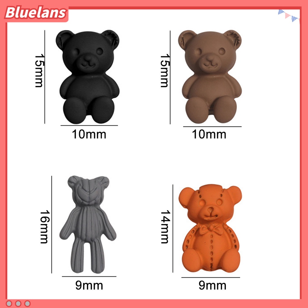 [BLM] 10pcs /Set Hiasan Kuku Permukaan Buram Efek 3D Ringan Lucu Kartun Beruang Nail Art Dekorasi Untuk Perempuan