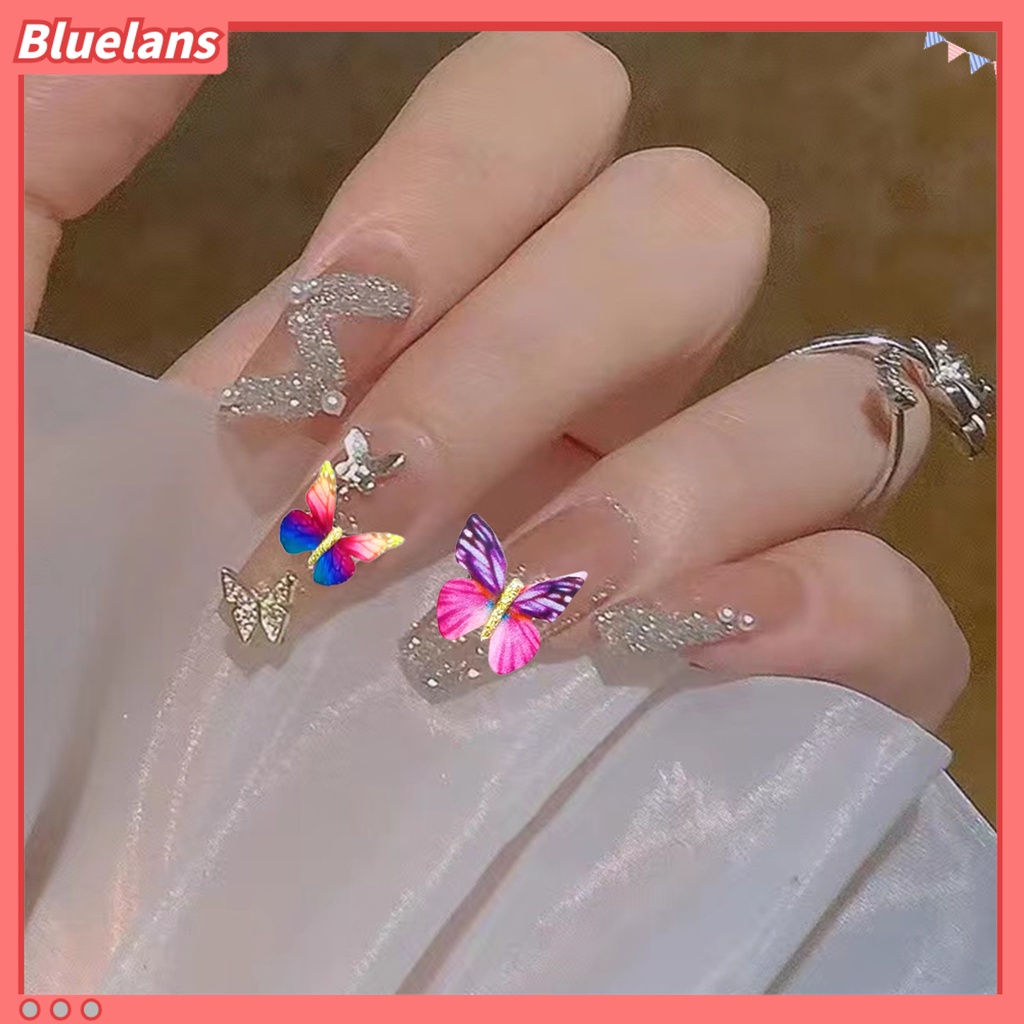 [BLM] 6pcs Hiasan Kuku Realistis Tampil Dapat Dilepas Warna Vibrant Mempesona Efek Visual Mudah Diterapkan Warna-Warni Hidup 3D Kupu-Kupu Nail Art Dekorasi Perlengkapan Kuku