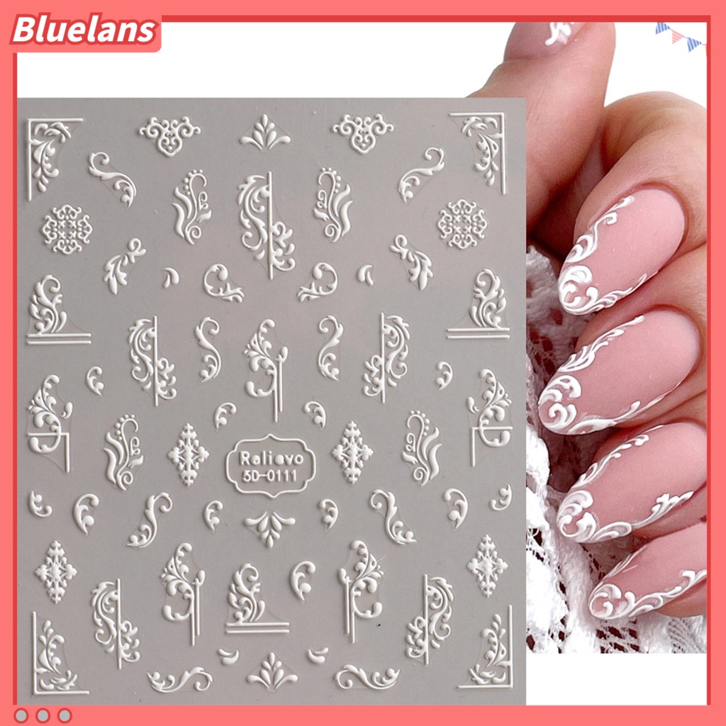 [BLM] Stiker Nail Art Perekat Diri 5D Relief Efek 3D Tidak Luntur DIY Gaya Jepang Motif Bunga Manicure Decals Salon Kuku Pasokan