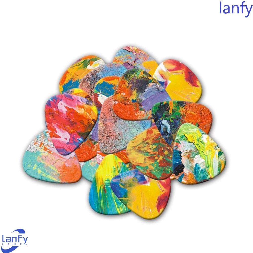 Lanfy Gitar Paddle Premium Sound 10PCS Aksesoris Gitar Untuk Gitar Elektrik Musik Graffiti Color Finger Guitar Pick