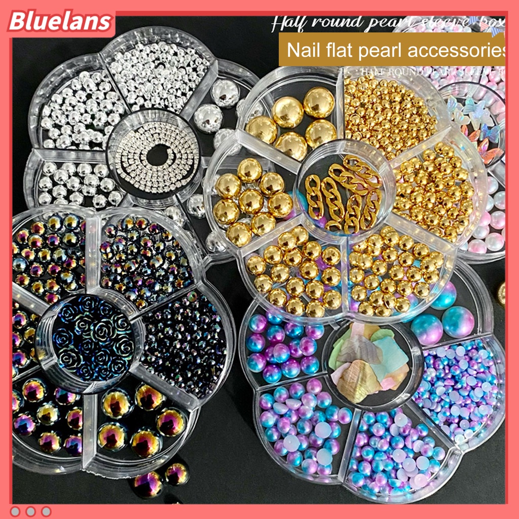 [BLM] 1kotak3/5/6 /8 /10mm Kuku Mutiara Imitasi Tiga Dimensi Mengkilap Gloss DIY Mini Setengah Bulat Mutiara Imitasi Kerajinan Nail Art Decor Manicurist Supply