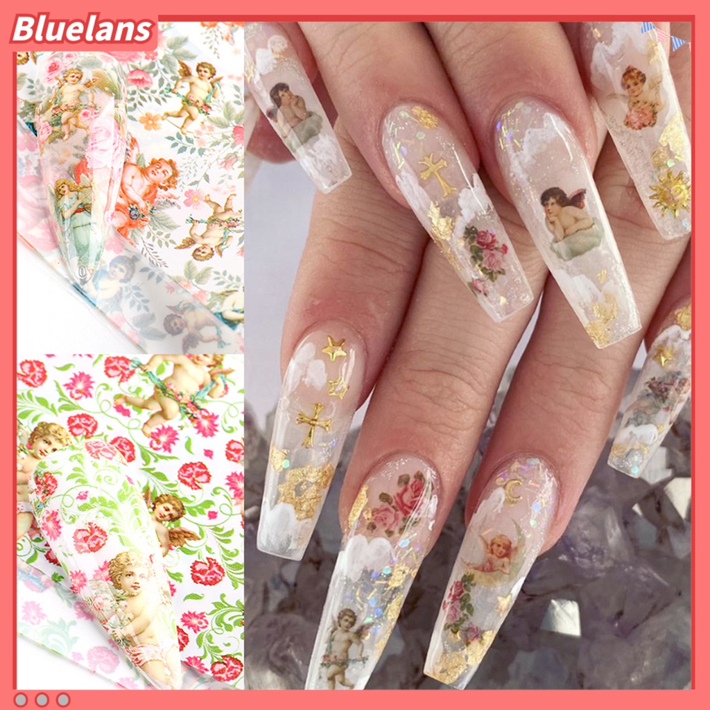 [BLM] 10pcs Stiker Kuku Motif Cupid Tahan Lama DIY Transfer Cupid Manicure Decor Untuk Wanita