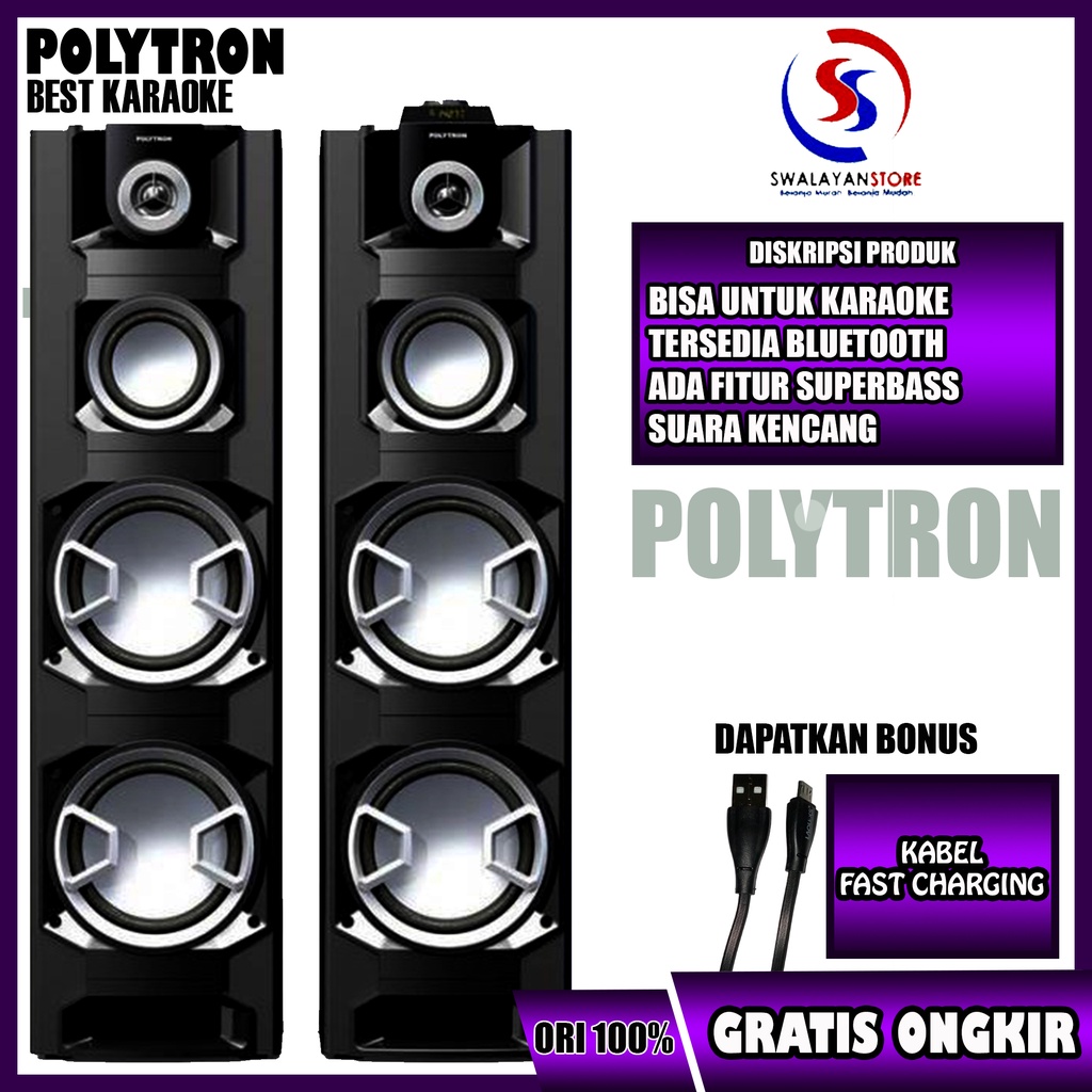 SERI TERBARU POLYTRON Active Speaker PAS 8EF22 Aktif 8 Inch Bluetooth Speaker, Karaoke