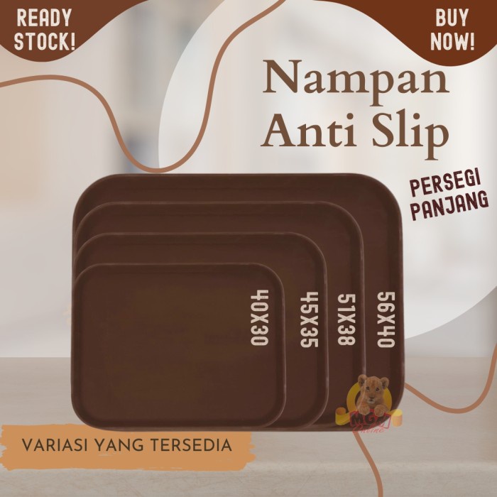Nampan Anti Slip SegiPanjang 40x30cm non Slip Serving Tray lapis karet