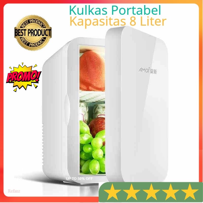 Kulkas Mini Portabel Mobil 2in1 Cooler Warmer 8 Liter SkinCare AMOI - HD-8L