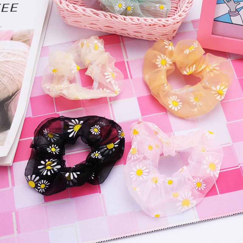 POKY - D6129 Kunciran Rambut Bunga / Hair Tie / Ikat Rambut F5169 / Ikat Rambut Style Korea / Scrunchie Transparan Sunflower / Scrunchie / Ikat Rambut Fashion