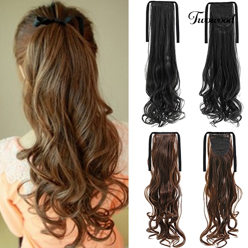 Twowood Wanita Fashion Panjang Berbulu Keriting Palsu Ponytail Wig Sopak Palsu Rambut Ekstensi