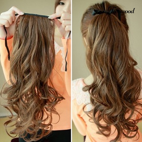 Twowood Wanita Fashion Panjang Berbulu Keriting Palsu Ponytail Wig Sopak Palsu Rambut Ekstensi