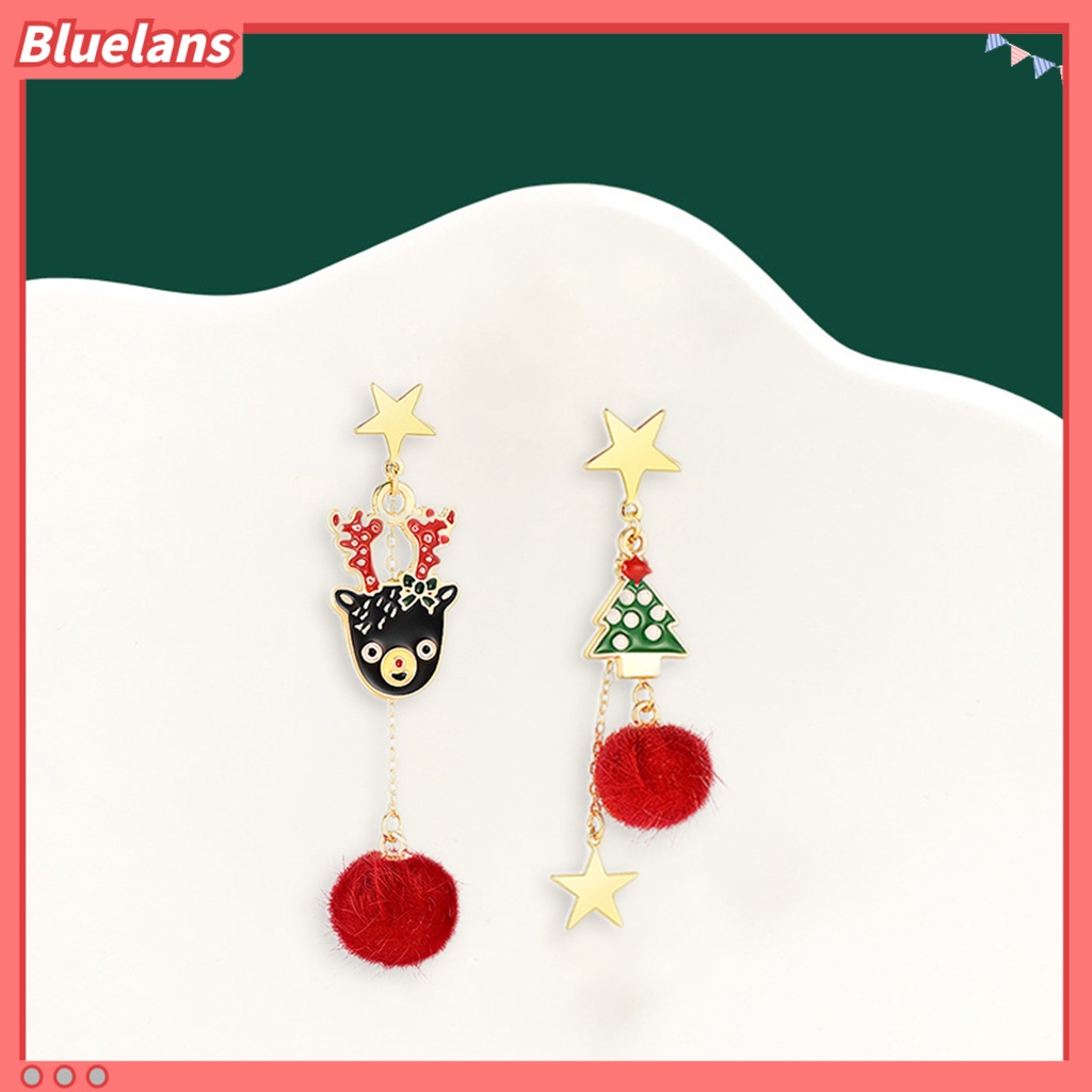 [BLS] 8pcs Anting Natal Indah Multi-Potongan Nyaman Dipakai Suasana Meriah Geometri Liontin Dekorasi Hypoallergenic Gadis Pohon Natal Snowflake Earrings