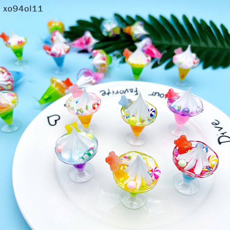 Xo 1Pc Rumah Boneka Miniatur Sundae Beruang Cream Cup Terompet Cup Ice Cream Cup Ornamen Lanskap Mikro Dekorasi Rumah Boneka Mainan OL