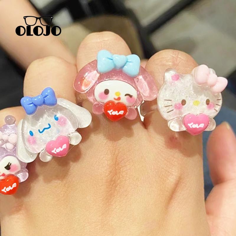 【COD】Sanrio Cincin Model Terbuka Desain Anjing Cinnamoroll Kulomi Bahan Resin Untuk Pasangan