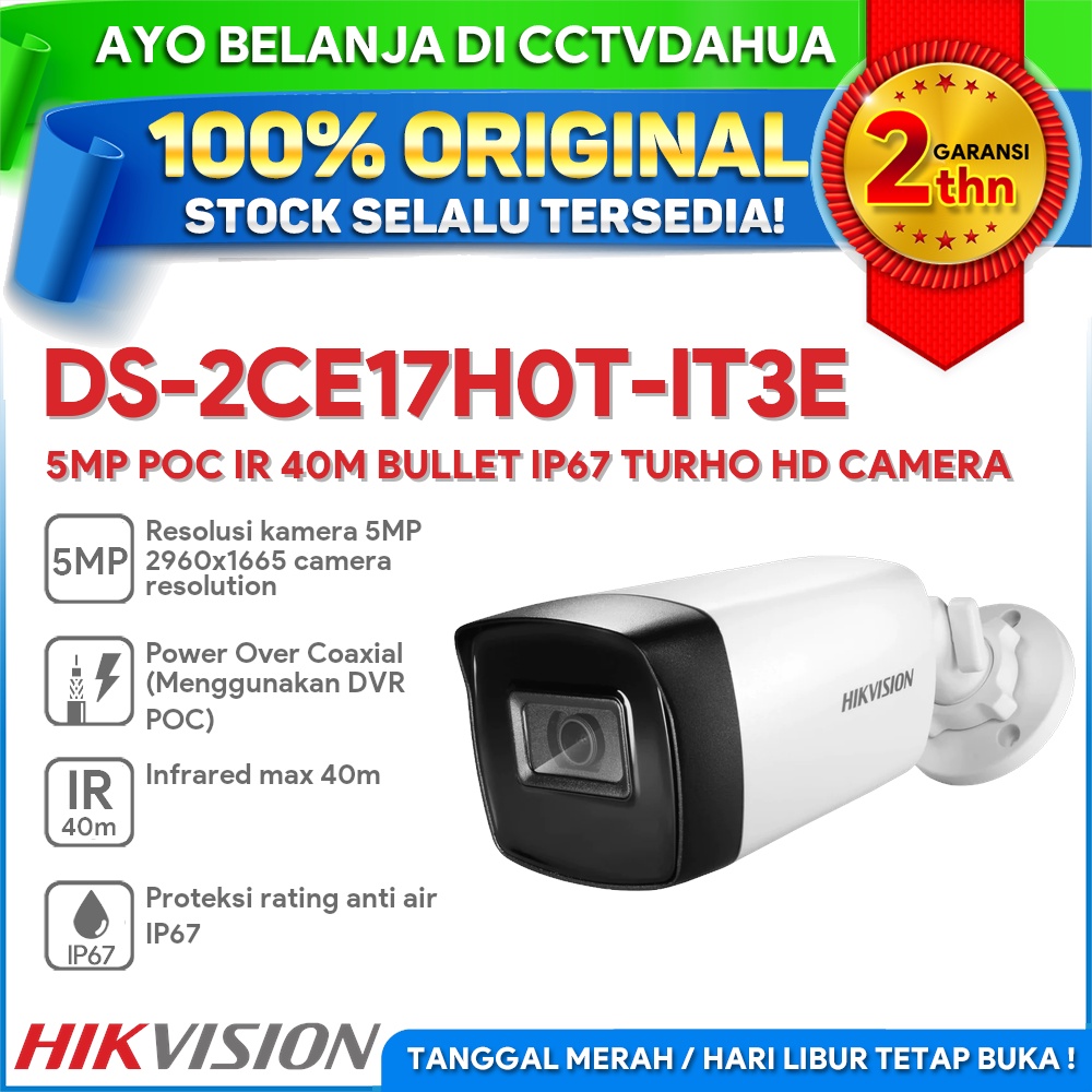 HIKVISION DS-2CE17H0T-IT3E 5MP POC IR 40M BULLET IP67 TURHO HD CAMERA