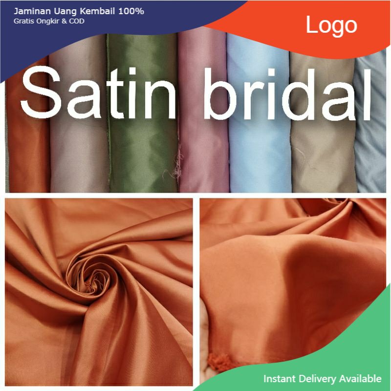Kain Satin bridal/kain satin bridal/bahan bridal/bahan polos bridal/bridal satin/bahan satin bridal/