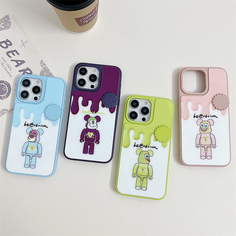 IPHONE Violent Bear Rotating Face Changing Phone Casing Cocok Untuk Iphone14 13 12 11 Pro Max 14Plus Kartun Mekanik Fun Casing Pelindung