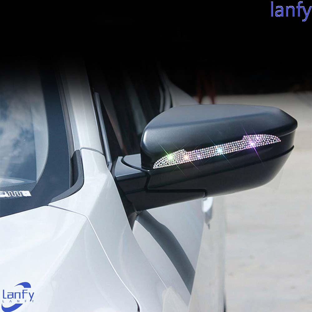 Lanfy Mobil Rhinestones Stiker Kualitas Tinggi Anti Lecet Glitter Bling Bling Permata Stiker Kristal Spion Decal