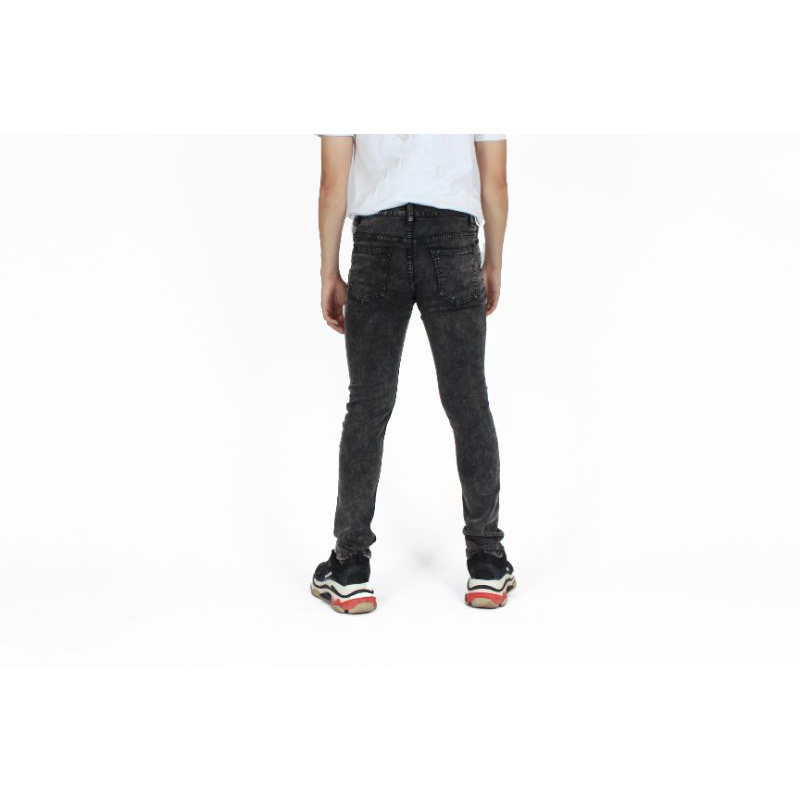 Weird Jeans - Destroyed Denim Cyber Black - Celana Jeans Pria Skinny Slimfit Strech Ripped Sobek