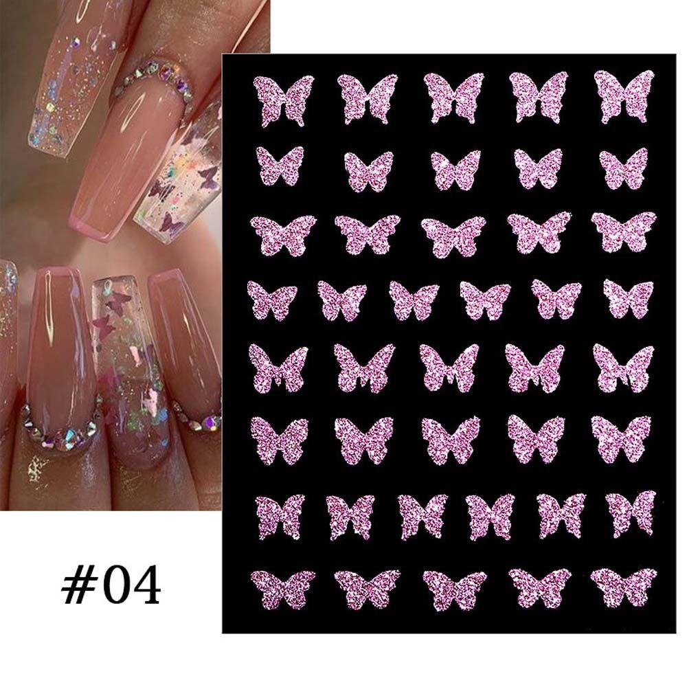 AUGUSTINA Stiker Kuku Kupu Agustina Colorful Aurora Twinkle Self Adhesive Dekorasi Kuku