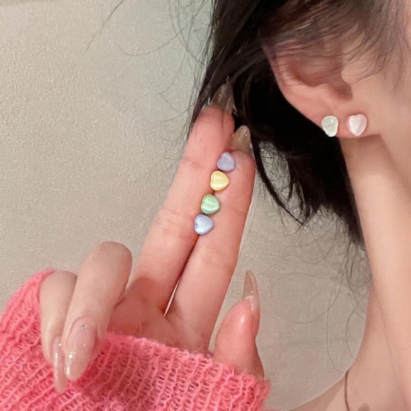 Gadis Manis Musim Panas~Cinta Opal Anting Enam Potong Set Anting-Anting High-end Cahaya Anting Mewah2023 Tren Baru