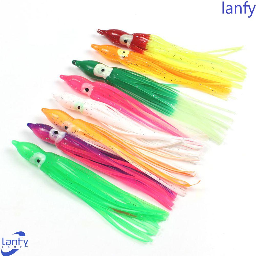 Lanfy Pancing Laut Soft Lures Fishing Tackle 5cm Luminous Threads Rok Glow Soft Squid Skirt