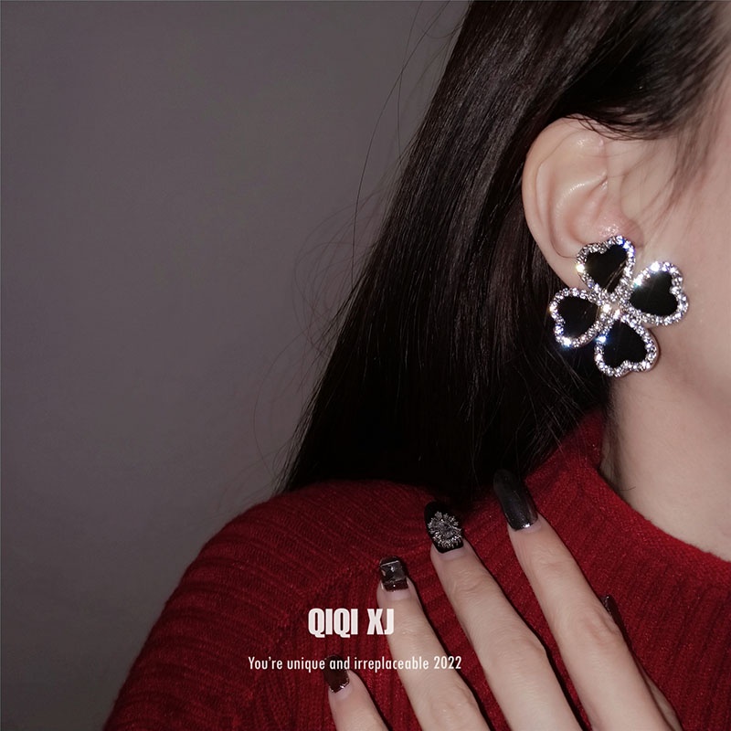 Anting Geometris Hati Bunga Berlian Imitasi Fashion Untuk Anak Perempuan