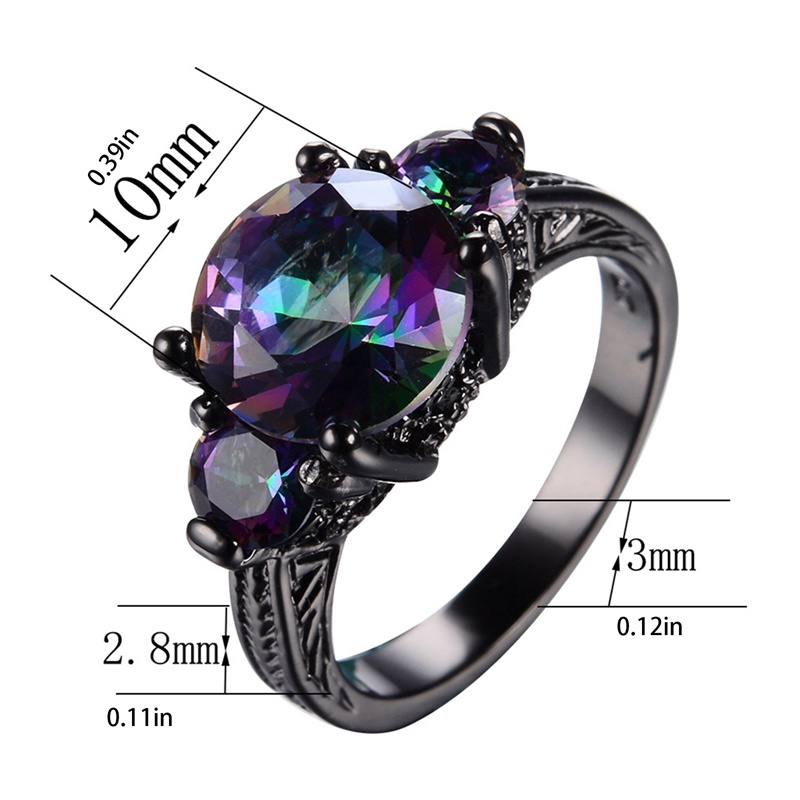 Fashion Wanita Cincin Berlian Hitam, Pertunangan Putaran Potong Zirkon Wanita Pernikahan Rings Perhiasan Rings For Woman Full Diamond Ladies Ring