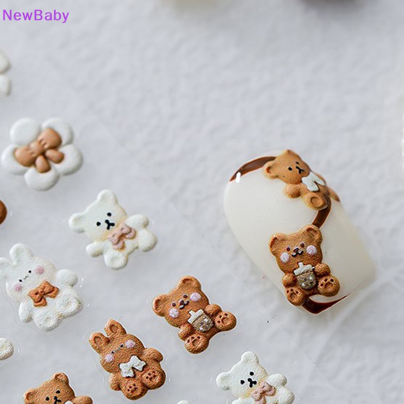 Newbaby 5D Anime Cream Beruang Stiker Kuku Kelinci Cookie Busur Dan Gadis Kecil Nail Art ID