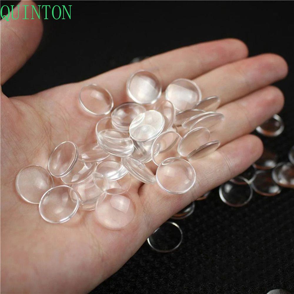 Quinton Glass Eye Chips Boneka Aksesoris Cabochon 14mm Flat Back Round Clear Glass Penutup Mata Boneka