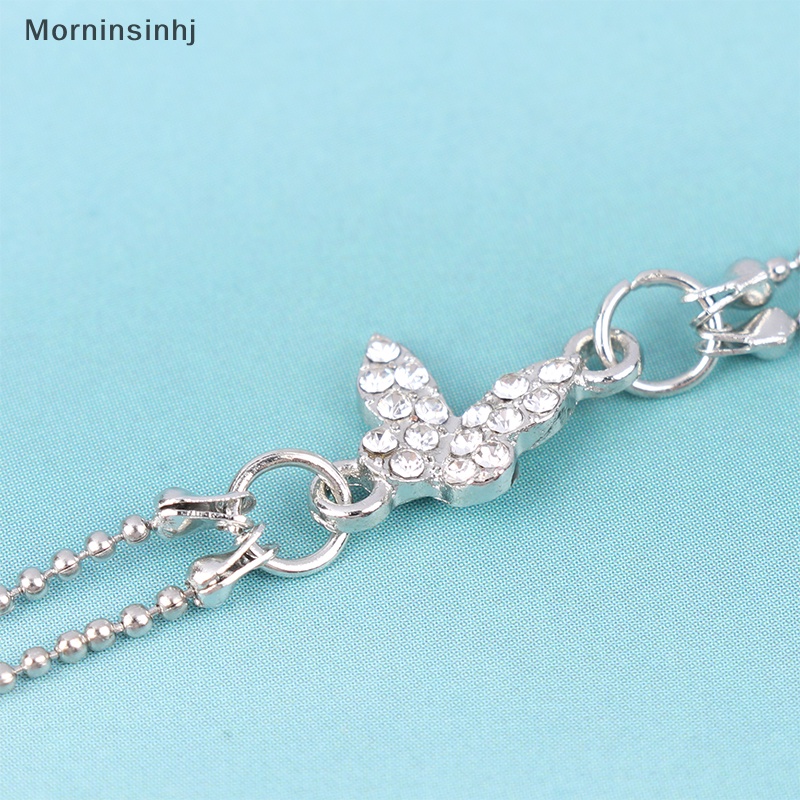 Mornin Sweet Shining Rhinestones Butterfly Bracelet Untuk Wanita Anti-Alergi Warna Silver Rantai Bling Bracelet id