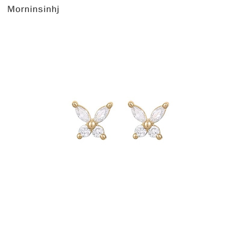 Mornin Anting Kristal Fashion Untuk Wanita Butterfly Stud Earring Perhiasan Pesta id