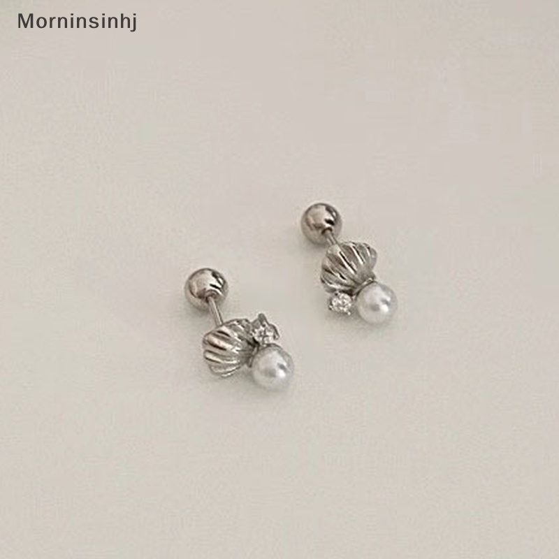 Mornin 1pasang Shell Pearl Earring Kuku Tulang Telinga Untuk Wanita Anting Tulang Rawan Anting Spiral Stud Earring Body Jewelry Hadiah id