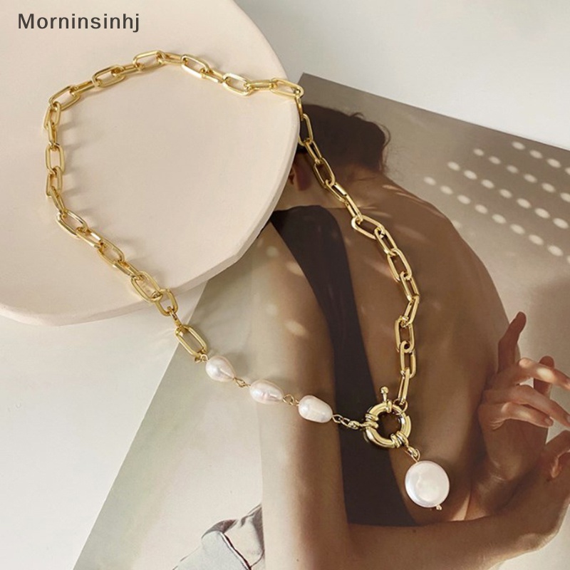 Mornin Gaya Baroque Kalung Rantai Leher Untuk Wanita Mutiara Simple Hip Hop Metal Choker Punk Clavicle Chain Jewelry id