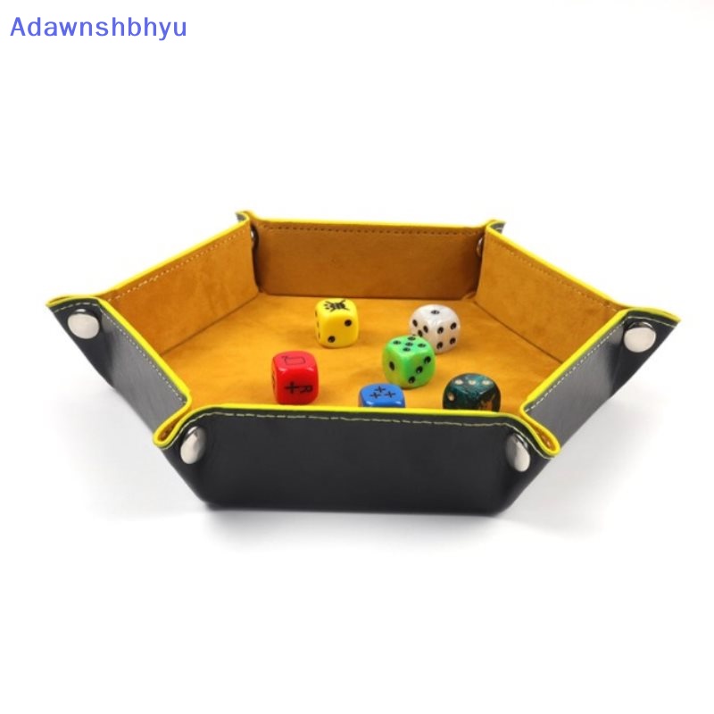 Adhyu Foldable Dice Tray Kotak PU Leather Lipat Hexagon Penyimpanan Coin Square Tray Dadu ID